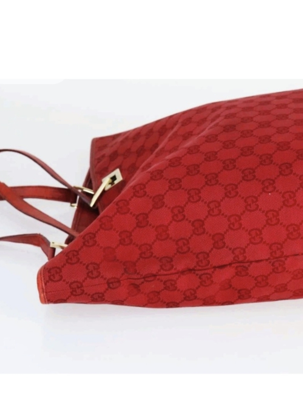 Gucci Crimson GG Sherry Line Monogrammed Canvas & Leather Tote Bag - Picture 8 of 9